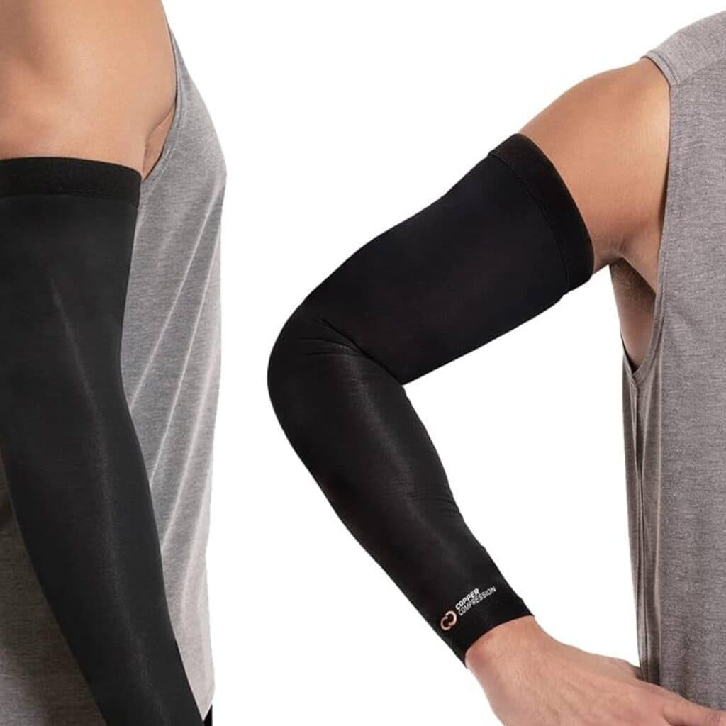 stacked compression arm sleeves sports performance fabric