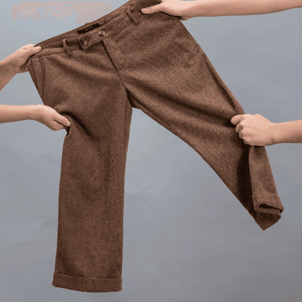 Custom tailored pants in sustainable cotton fabric by Nevear