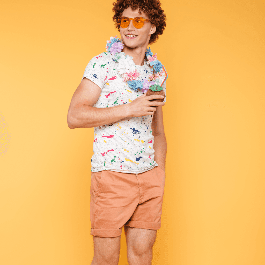 Model wearing Nevear custom shorts for summer collection