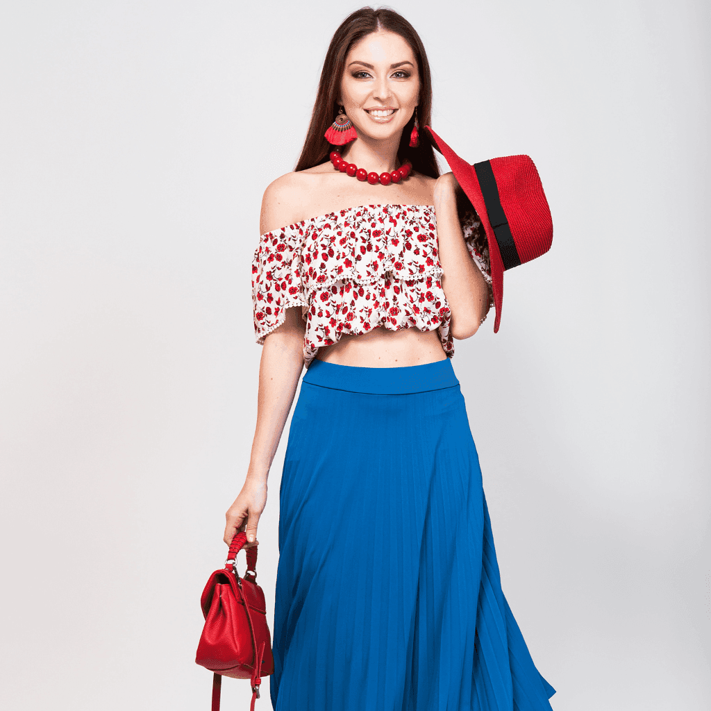 Model wearing Nevear custom skirt