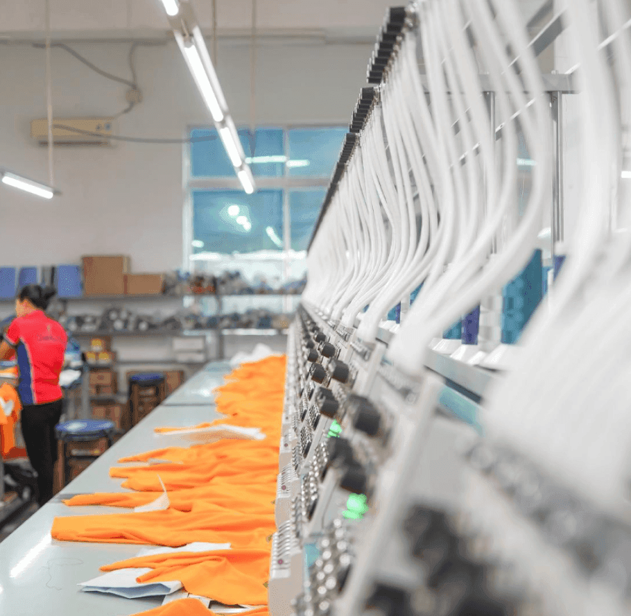 Nevear high-speed embroidery machine line stitching custom orange apparel collection