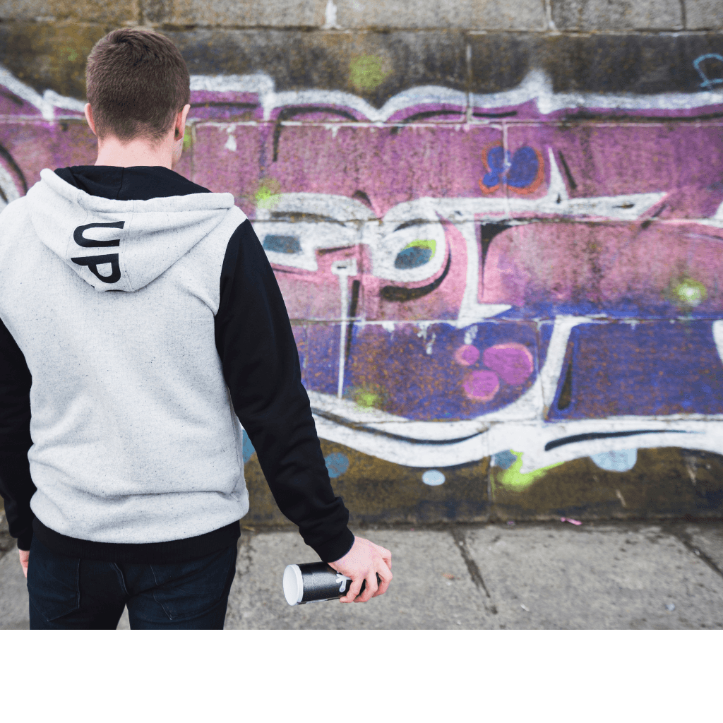 Person wearing Nevear eco-friendly custom hoodie