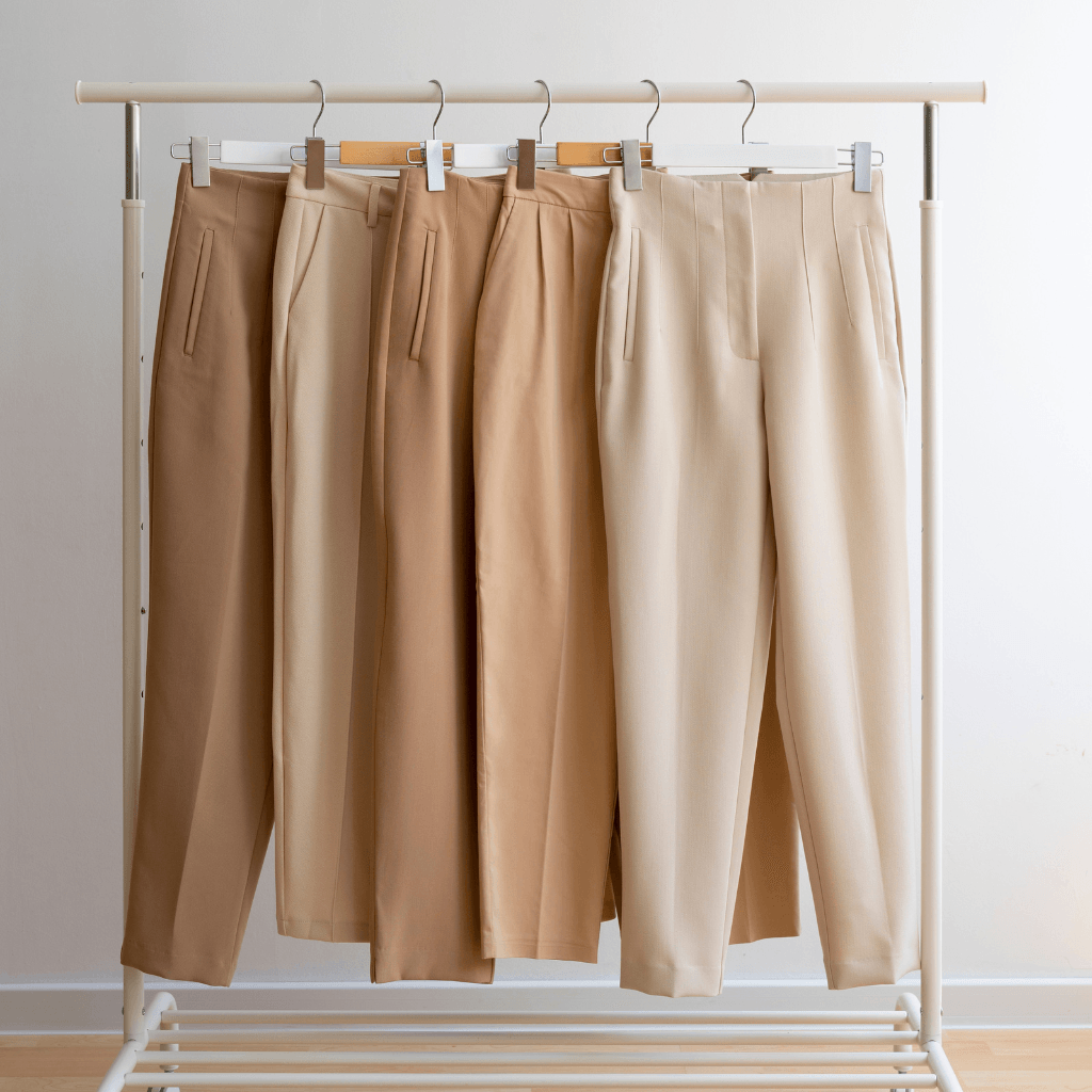 Custom tailored pants in sustainable cotton fabric by Nevear
