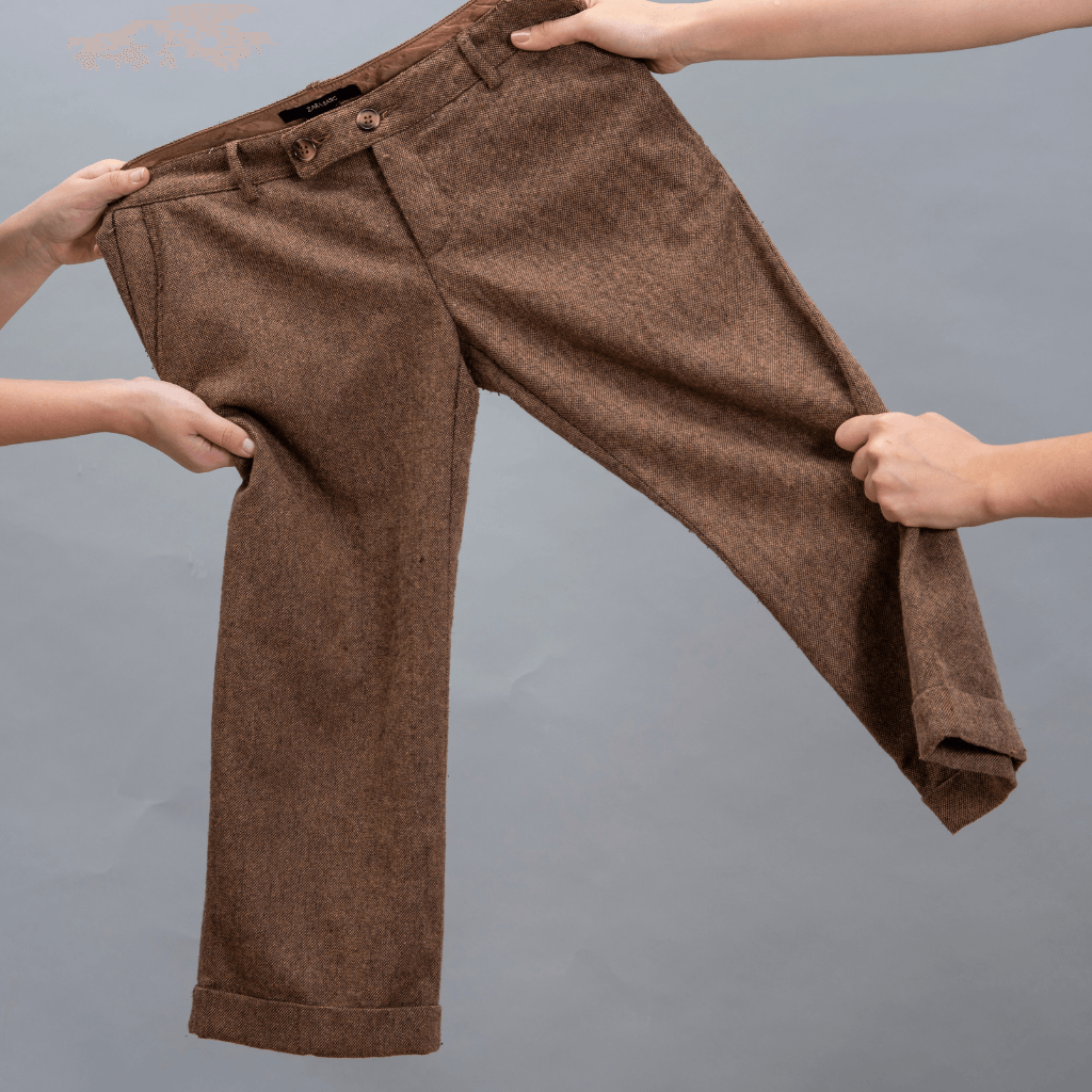 Custom tailored pants in sustainable cotton fabric by Nevear