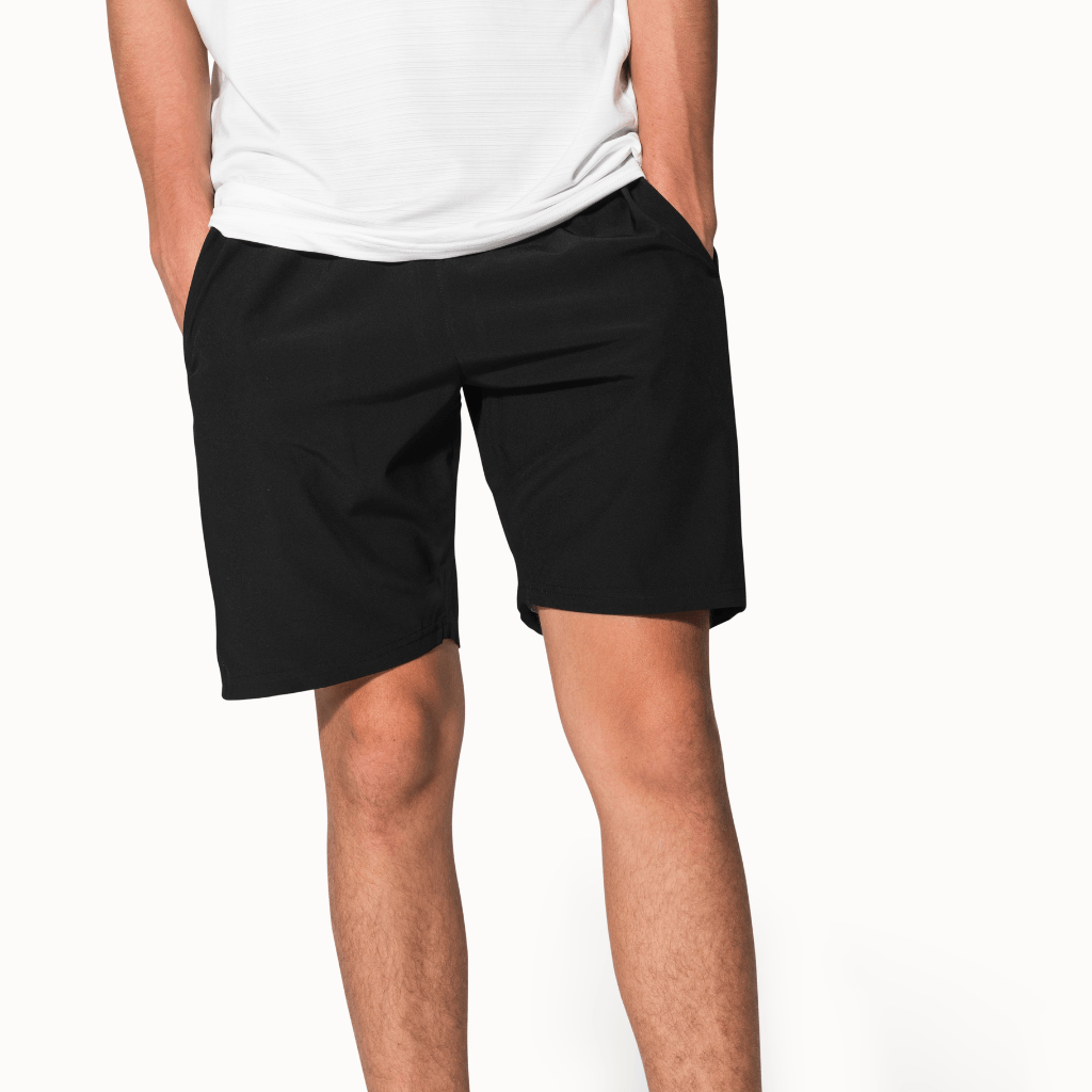 Model wearing Nevear custom shorts for summer collection