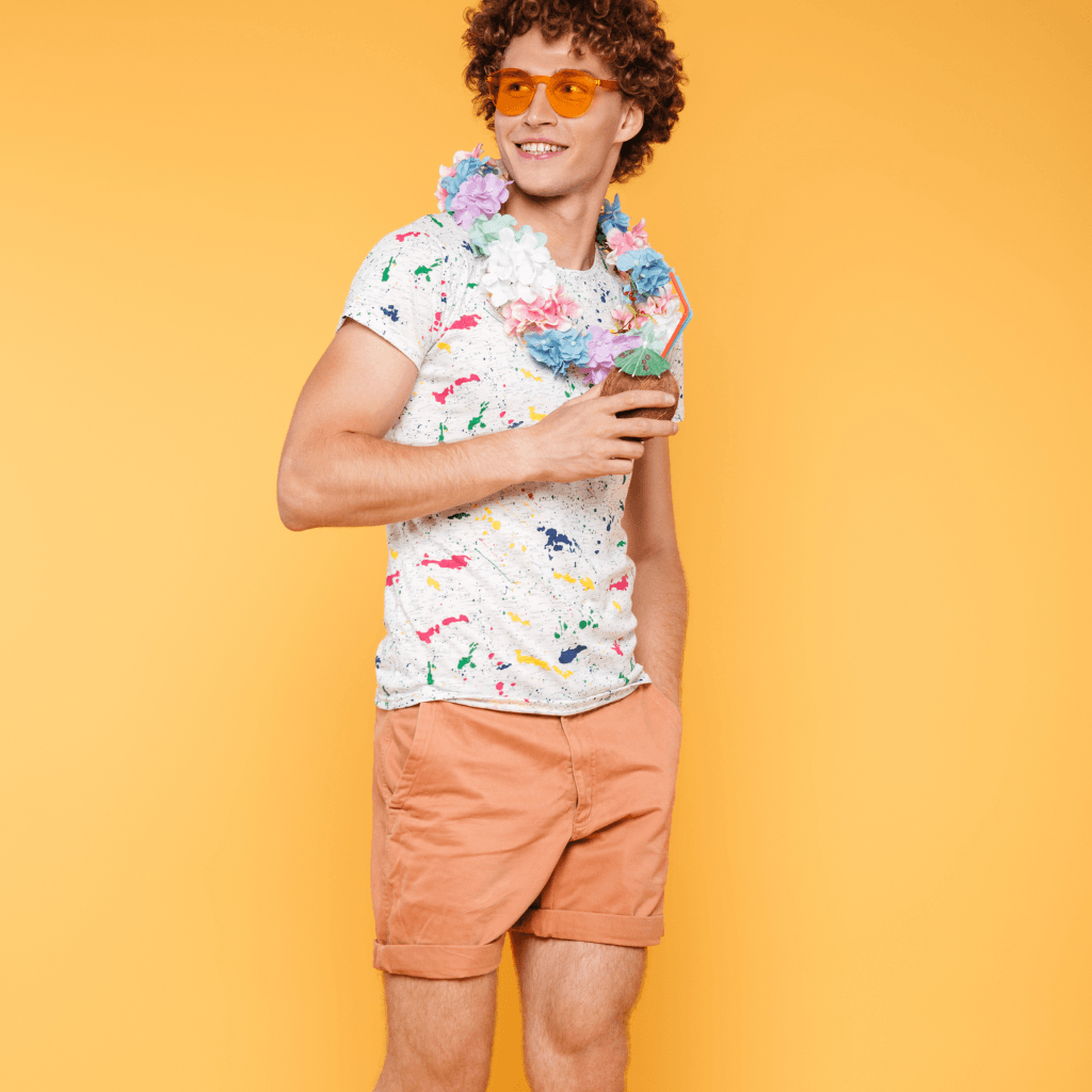 Model wearing Nevear custom shorts for summer collection