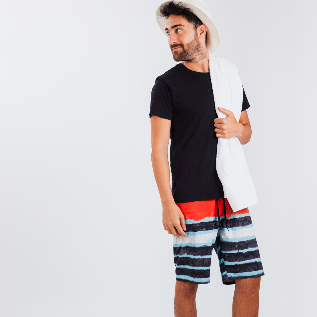 Model wearing Nevear custom shorts for summer collection