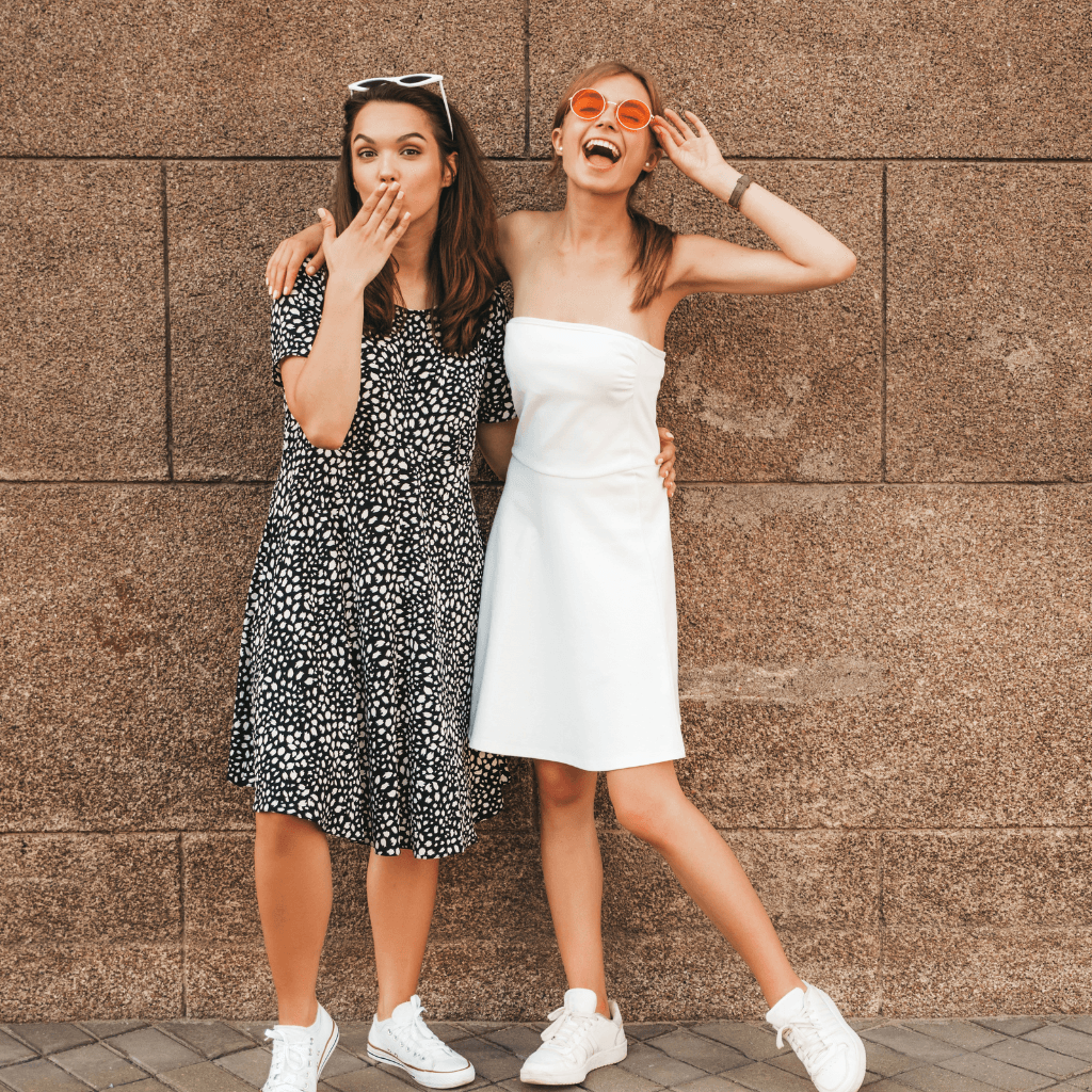 Model wearing Nevear custom skirt