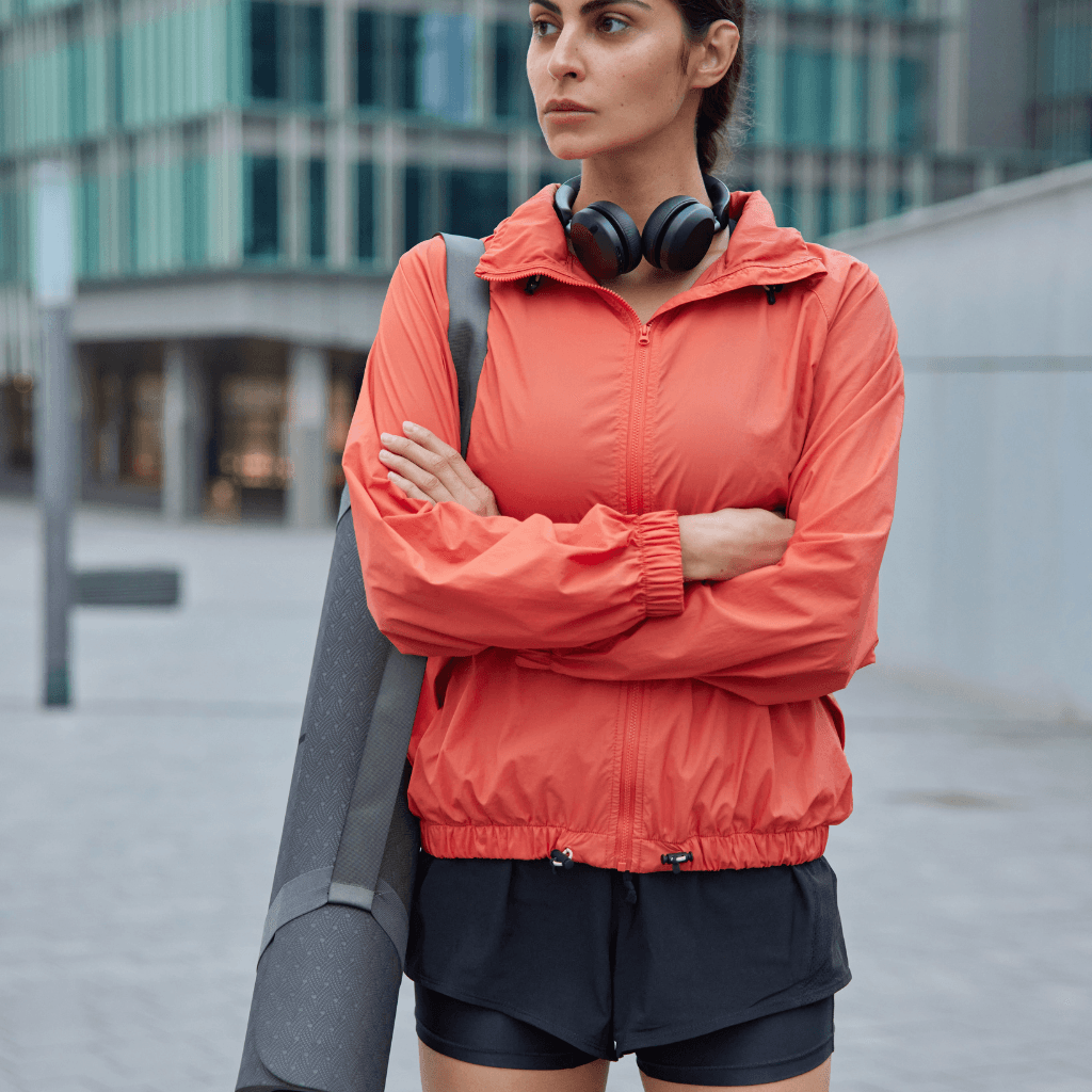 Model showcasing Nevear custom sportswear for activewear