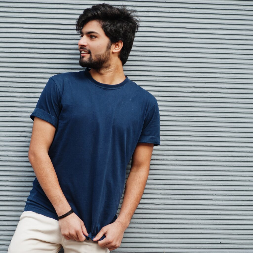 stacked crew neck t shirts breathable cotton fabric