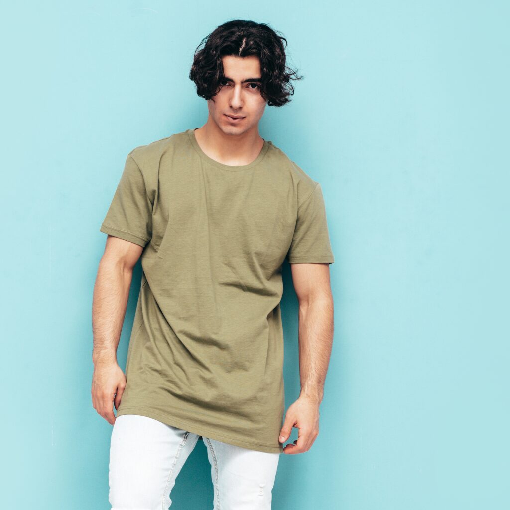stacked crew neck t shirts breathable cotton fabric